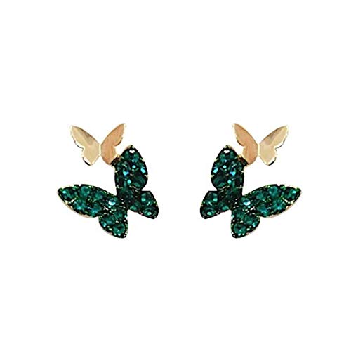 MZA Luminoso Pendientes, joyería de la Mariposa del Rhinestone Verde Pendientes de Las Mujeres de Moda Linda de Las Mujeres retras Dar Regalos (Color : Green)