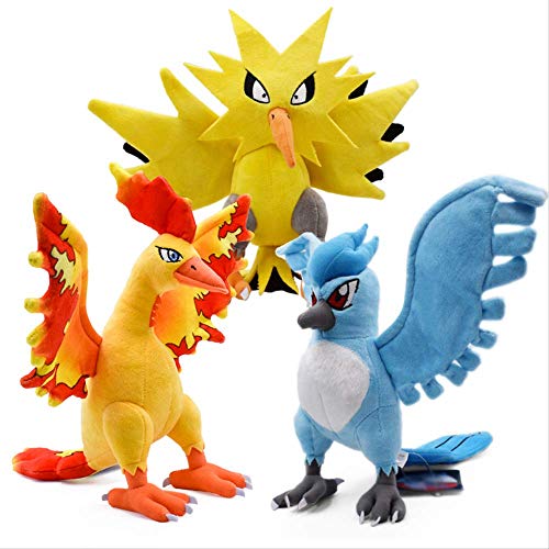 N\a 3 Unids/Lote Anime Three God Birds Moltres Articuno Zapdos Peluche De Peluche De Dibujos Animados Muñeca Juguetes para Niños