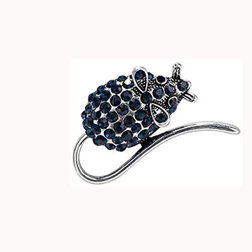 NA Broche, Broche de ratón Mujer Modelado Broche Insignia Broche del Rhinestone de Cristal Broche de Vestido mantón de la Bufanda Clip for Chicas (Color : Blue)