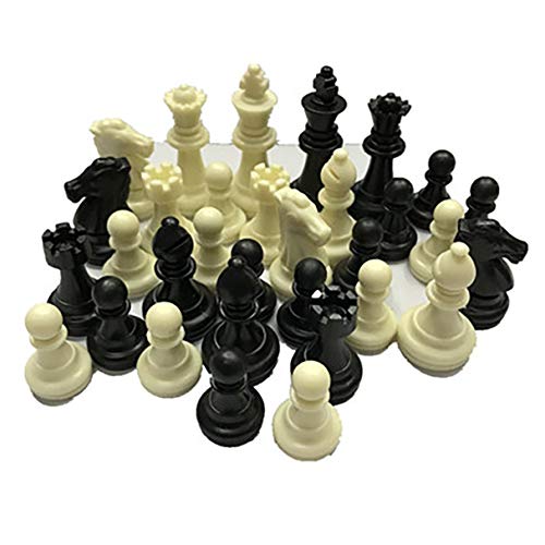 NaJasminum Piezas de ajedrez Medievales/Plástico Completo Chessmen International Word Juego de ajedrez Entretenimiento Blanco y Negro - Blanco Negro