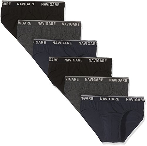 Navigare 574/E, Calzoncillos Para Hombre, Multicolore (Grigio/ Nero/ Navi), Large, Pack de 6