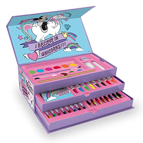 New Maletin Pinturas 3 Pisos Minnie Mouse, el Regalo para niña Ideal,Estuche de Pinturas Completo con Pinturas,rotuladores y Todo lo Necesario para la Etapa Escolar. Producto Oficial.