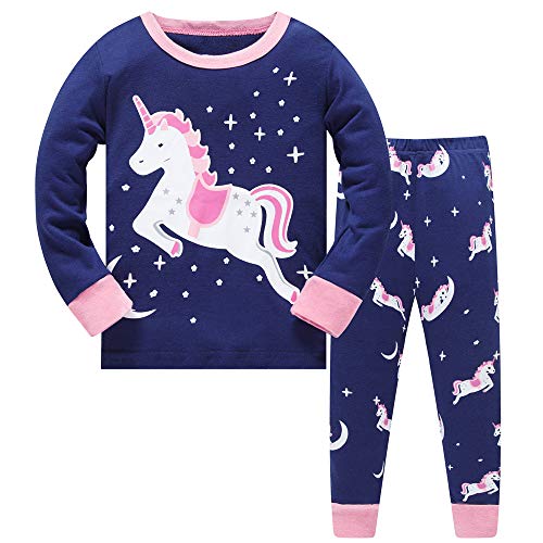 Niña Pijama Unicornioio de Navidad Pijamas Ropa de Dormir 2 unids Manga Larga Tops + Pantalones PJ Conjuntos para Niño Tamaño 7-8 años 8T Navidad el Dia de Acción de Gracias Regalo