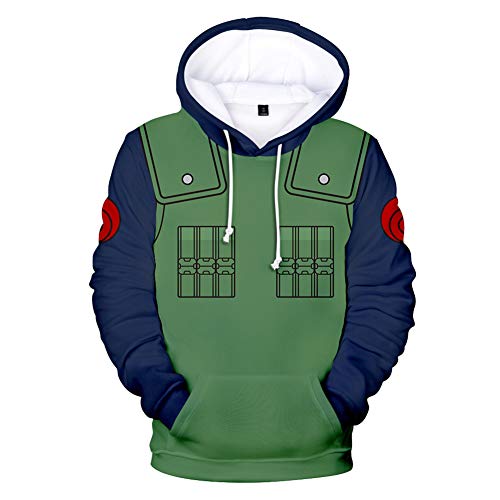 NOBRAND Hombre Mujer 3D Naruto Anime Series Sasuke Kakashi Anime Sudaderas con Capucha Disfraz Pareja Divertida Jersey Niños Niñas Tops con 2 Bolsillos (2XL,HY-8)