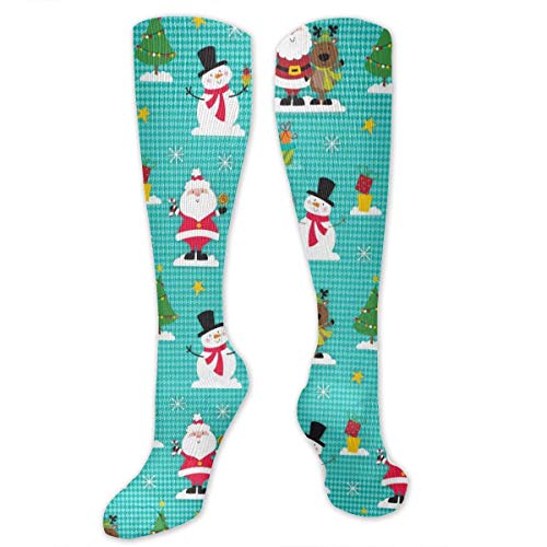 Not Applicable Calcetines De Compresión Papá Noel Y Muñeco De Nieve Cosplay Senderismo Unisex Medias De Muslo Gimnasio Calcetines De Compresión Populares Yoga Correr Calcetines Largos De 50 Cm Ci