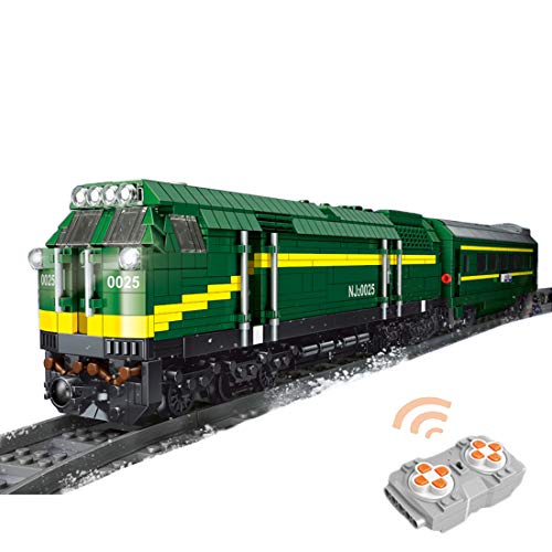 Oeasy - Juego de tren de alta velocidad con pista, 2086 piezas 2.4G Control remoto tren urbano con luces LED motor, bloques de construcción compatibles con otras marcas