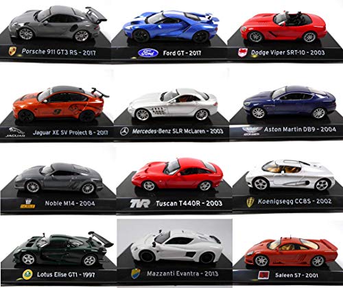 OPO 10 - Lote de 12 Coches Supercars: Compatible con Porsche + Saleen + Noble + Ford + Jaguar / Ixo 1/43 (SL16)