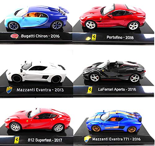 OPO 10 - Lote de 6 Coches Supercars: Compatible con Ferrari + Mazzanti + Bugatti / Ixo 1/43 (LSC19)