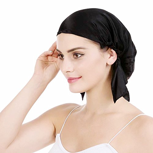 OROPY Emmet Gorro de Dormir Mujer 100% Pura Seda Sombrero para Dormir elástico Hace Que tu Cabello se Sienta Sedoso y Mantiene el Estilo (Talla única, Negro)