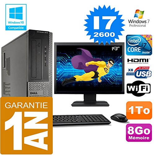 PC DELL 3010 DT Core I7-2600 Ram 8 GB Disco 1 Tg Wifi W7 Pantalla 19" (Reacondicionado Certificado)