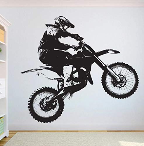 Pegatina Pared Pegatinas Bicicleta Motocross Calcomanía De Pared Motocicleta Estilo Fresco Pegatinas Adolescentes Dormitorio Hombre Cueva Club 63X54cm