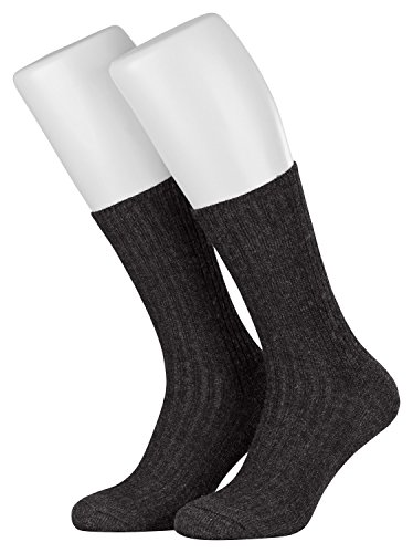 Piarini® - Calcetines noruegos mullidos - Aptos para diabéticos - Sin elásticos - Pack de 6 - Antracita - 39-42