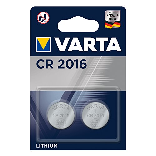 Pila de botón de litio de 3 V VARTA Electronics CR2016, pilas de botón en un blíster original de 2 unidades