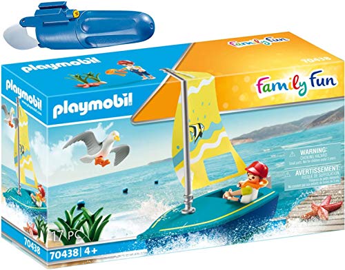 PLAYMOBIL® Family Fun Set de 2 Juegos 70438 5159 Barco de Vela + Motor Submarino