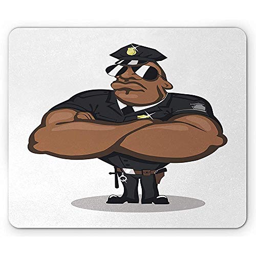 Police Mouse Pad, Fuerte y carismático Oficial carismático con Figura de Autoridad de Gafas de Sol, Mousepad, Marrón pálido