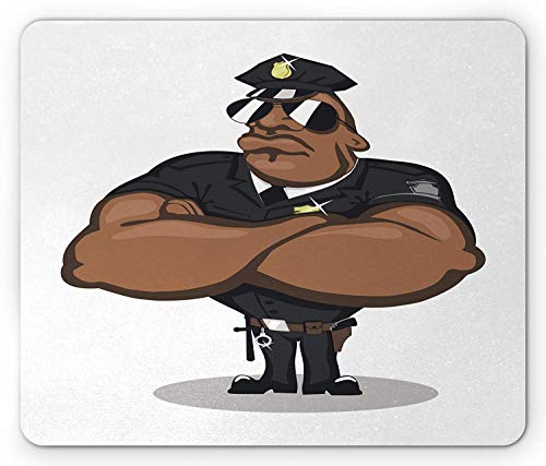 Police Mouse Pad, Fuerte y carismático Oficial carismático con Figura de Autoridad de Gafas de Sol, Mousepad, Marrón pálido