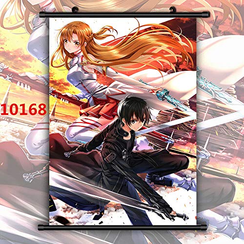 Por Anime Sword Art Online Asuna Kirito Manga Póster De Pared Sala De Desplazamiento Decoración Del Hogar Arte De La Pared (10168,30x45cm/12x18inches)