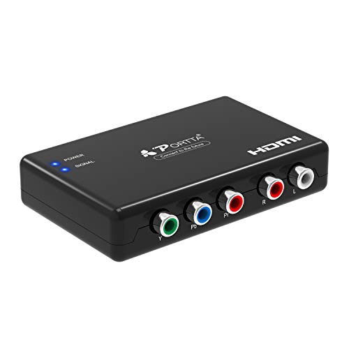 Portta YPbPr a HDMI Convertidor 1080P Scaler Componente RGB Audio Video Converter Component + Analog R/L Audio a HDMI Adaptador 720p 1080p para PS2 PS3 HDTV Notebook Laptop Laptop PC Proyector