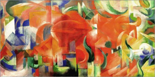 Póster 180 x 90 cm: Playing Forms de Franz Marc - impresión artística, Nuevo póster artístico