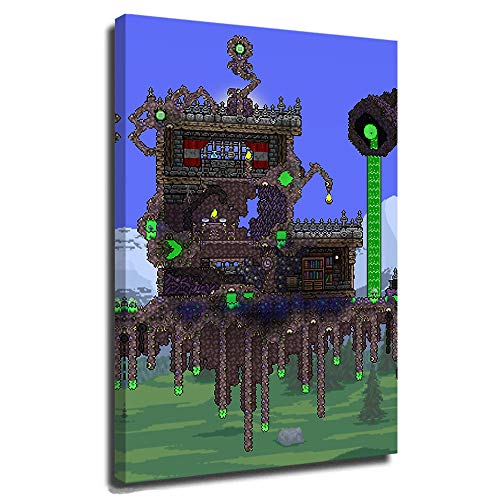 Póster de Dragon Vines Terraria para Juego de Pósters Lienzo Mural Habitación Pixel Cuadrado Juego Terraria Diario de Un Terraria Noob El Ejército del Ojo de Demonio Maldito 12x18 pulgadas