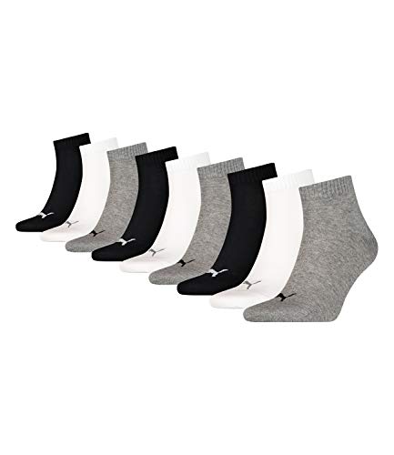 Puma Unisex Corto Crew Calcetines Calcetines de Deporte con Suela de Rizo 9 Pack - Negro/Blanco/Gris, 39-42 (UK 6-8)