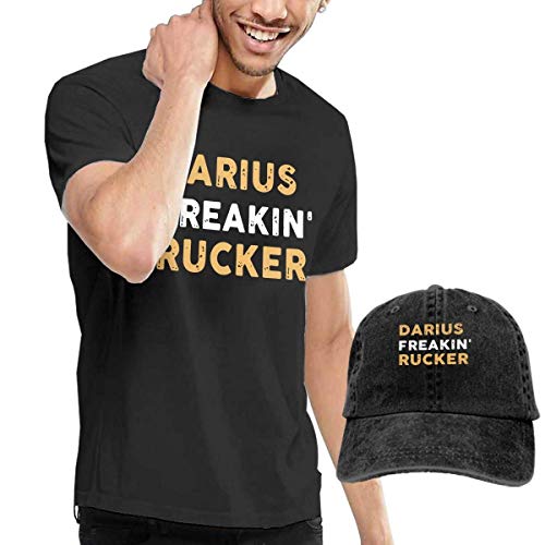 Quitelike Custom Darius Rucker Freakin Mens Casual Short Sleeve Slim-Fit T-Shirt & Baseball Caps Black tee Camisetas de Hombre con Gorra de béisbol For Men