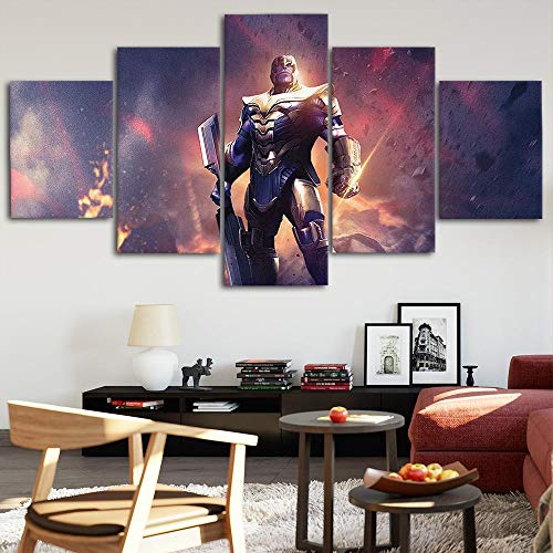 QWASD Figura Heroica Cuadro En Lienzo 150X80Cm Equipo De 5 Piezas Material Tejido No Tejido Impresión Artística Imagen Gráfica Decor Pared