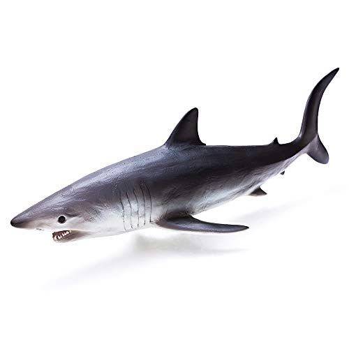 RECUR Shortfin Mako colección de auténticas Figuras de Tiburones Escala 1:15 Diseño Realista de Tiburones oceánicos, Textura de Cuero Pintada a Mano de 10.8 Pulgadas, Regalo de coleccionista Niños