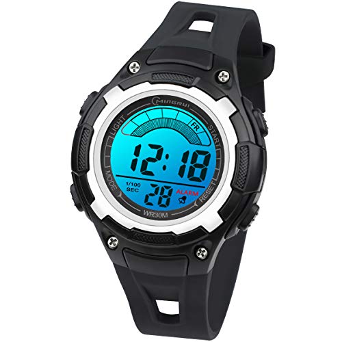 Reloj Digital Deportivo para Niños, Reloj de Pulsera Niña Multifunción con Pantalla LED Impermeable 30M para Niños, Niñas Reloj Infantil Aprendizaje para Niños 4-15 Años (Rojo) (Negro)