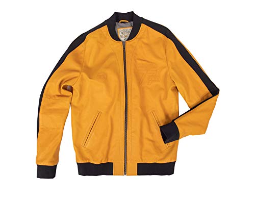 Renault Sport – Chaqueta de piel amarilla para hombre amarillo L