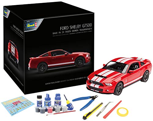 Revell 01031 Calendario de Adviento Dream Cars Ford Shelby GT en 24 días para un modelo de coche de fabricación propia, rojo