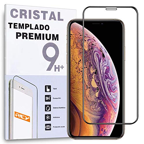 REY - Protector de Pantalla Curvo para iPhone XR - iPhone 11, Negro, Cristal Vidrio Templado Premium, 3D / 4D / 5D