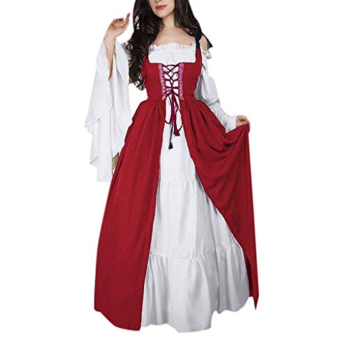 RISTHY Vestidos de Fiesta Gótico Mujeres Vestidos Medieval Vestidos Cosplay Manga Trompeta Retro Cuello Cuadrado Renacentista Princesa de Las Mujeres Vestidos Largos para Mujeres