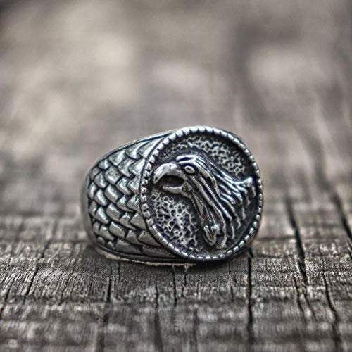 RNXRB Vintage para Hombre Anillo de Acero Inoxidable Animal Eagle clásico Punk gótico Fiesta Locomotora Anillo joyería 9 Plata