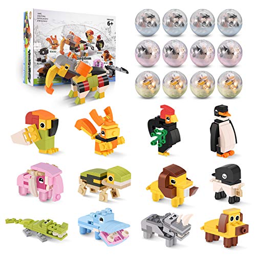 Rolytoy VraiJouet Juguetes de niños Mini Bloques de Construcción de Animales 12 Piezas de Juguetes de Construcción, Regalo de Juguete para Niños de 6 años o más Niños y Niñas