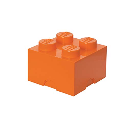 Room Copenhagen Ladrillo de Almacenamiento de 4 espigas de Lego, Caja de almacenaje apilable, 5,7 l, Naranja, Bright Orange, One Size