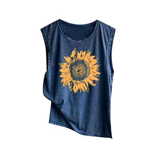 Ropa Mujeres Camisetas sin Mangas Tank Top,Sunflowe impresión Camisa Casual Suelto Tanque Superior Suave cómoda Top Sexy Blusa Cami Camiseta Chaleco Tops para Mujeres Dama Crop Tops riou