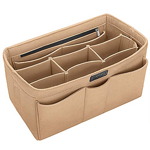 Ropch Organizador de Bolso de Fieltro, Multi-Bolsillo Organizador Bolso Insertar Bag in Bag Bolso Cosmético para Mujer (Beige, M)