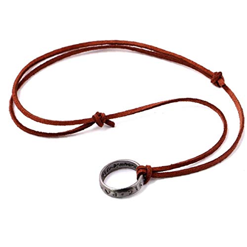 Rrunzfon Unisex Colgante Anillo con Cadena De Cuero Ajustable Cable De 13 '' - 18 '' Collar De Cadena De Cable De Suspensión Ajustable