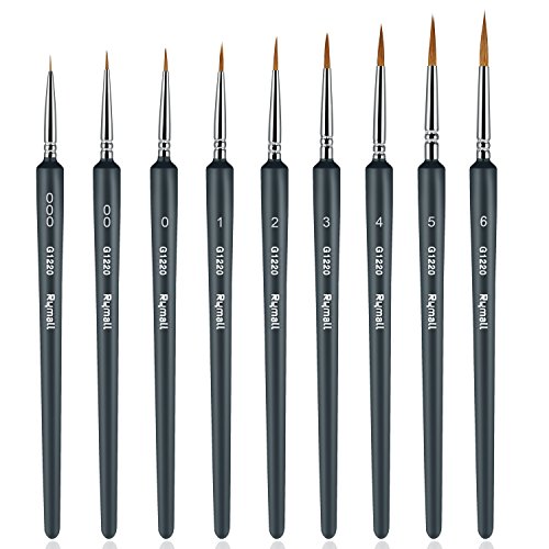 Rymall - Set de 9 pinceles para óleo y acuarela, aptos también para decoraciones de manicura