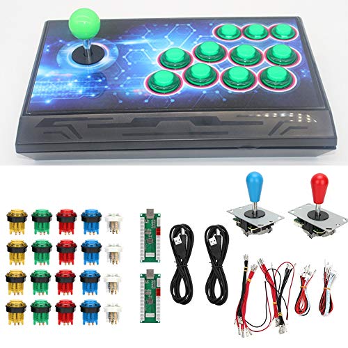 SALUTUYA Game Rocker, USB, Joystick, Azul + Rojo, Soporte Burst Keys, para Jugadores Dobles para PS3(Double DIY Arcade Machine-Color)