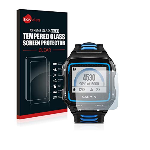 savvies Cristal Templado Compatible con Garmin Forerunner 920XT Protector Pantalla Vidrio Proteccion 9H Pelicula Anti-Huellas