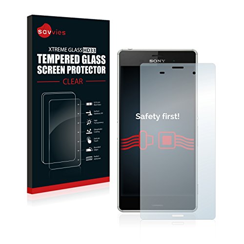 savvies Cristal Templado Compatible con Sony Xperia Z3 D6616 Protector Pantalla Vidrio Proteccion 9H Pelicula Anti-Huellas