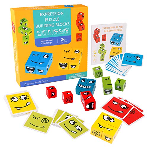 Seamuing Cubos de Cambio de Cara de Juguete Montessori Juguetes, Expression Puzzle Building Cubos, Educativos Bloques Pensamiento Entrenamiento Lógica Rompecabezas Educativos Regalo para Niño