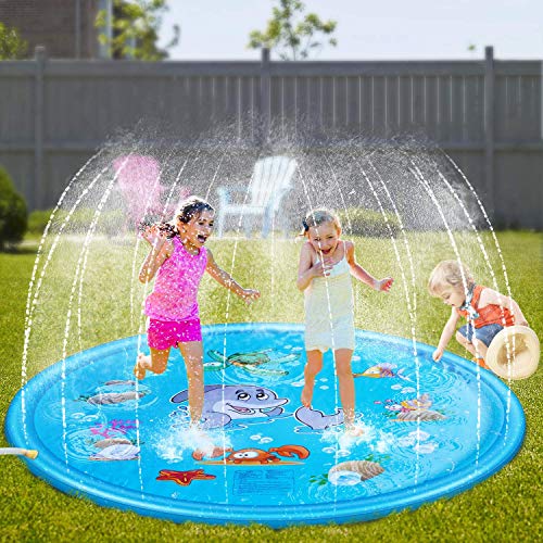 SeeKool Splash Pad, Aspersor de Juego, 170cm Almohadilla de Aspersión para Niños de Verano al Aire Libre para Actividades Familiares Aire Libre Fiesta Jardín, PVC Respetuoso con el Medio Ambiente