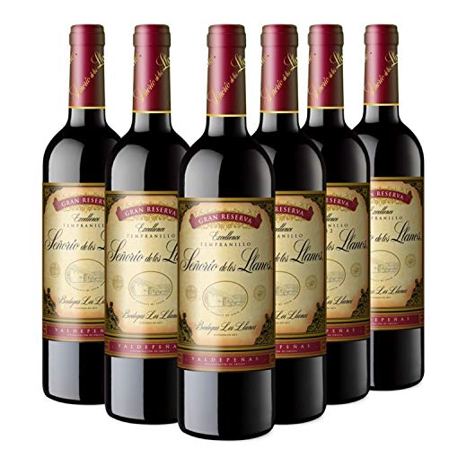 Señorío de los Llanos Gran Reserva - Vino Tinto D.O Valdepeñas - Caja de 6 Botellas x 750 ml