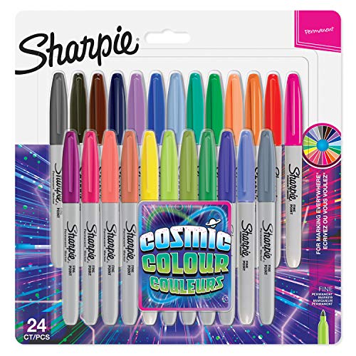 Sharpie 2033672 - Rotuladores permanentes, punta fina, edición limitada, paquete de 24, color cósmico