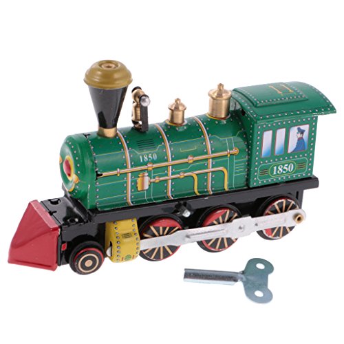 sharprepublic Modelo De Locomotora De Tren De Juguetes De Hojalata Vintage con Wind Up Key Regalos Coleccionables