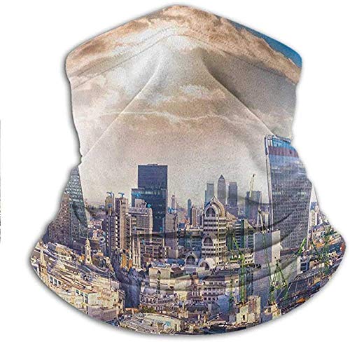 shenguang Hairwraps Modern District London Aerial Image Famous Architecture Dramatic Sky in England Quickly Dry Breathable Bandana Sun Protection Cool Lightweight Windproof Breathable 10 x 11.6 Inch