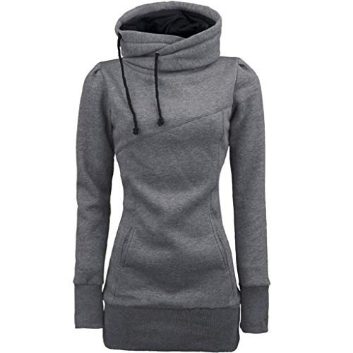 SHOBDW Mujer Liquidación Venta Sudadera con Capucha para de Color sólido Casual Fit Recta Invierno Manga Larga Tops Abrigos Chaqueta Sexy Vestidos Delgados (M, S-Gris)